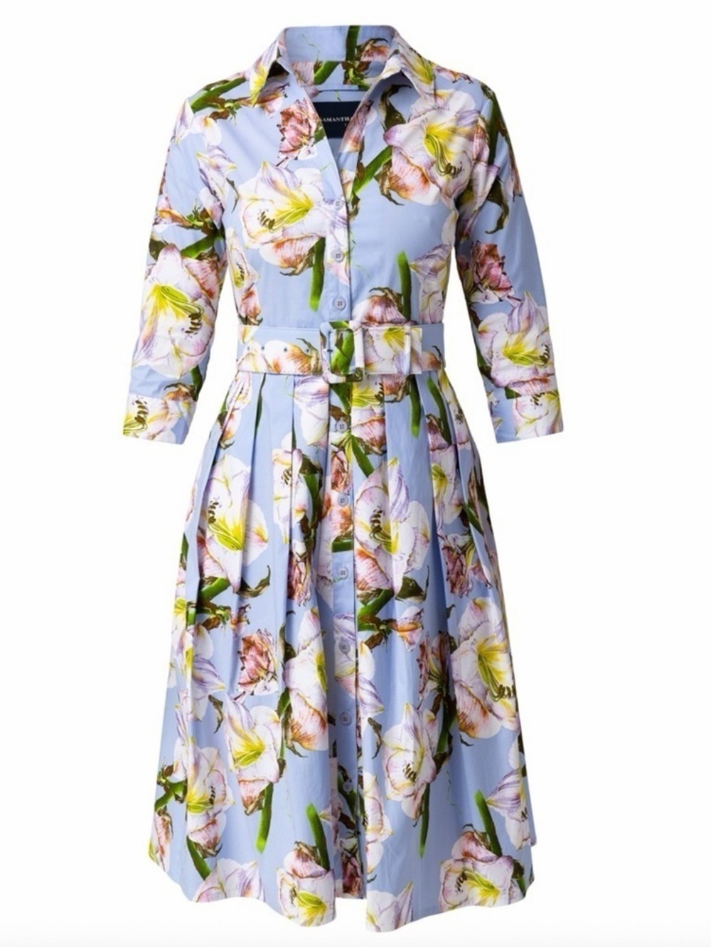 Samantha Sung Audrey Lily Print Stretch Cotton Dress